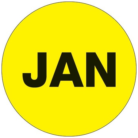 Bsc Preferred 1'' Circle - ''JAN'' Fluorescent Yellow Months of the Year Labels BUY00016080